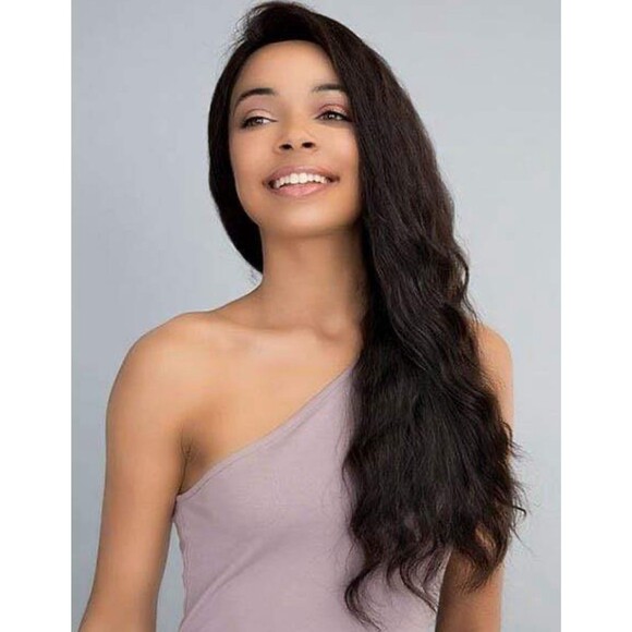 Virgin Remi human hair wig 26” 360 lace in dark brown free parting 13x10 main image 4